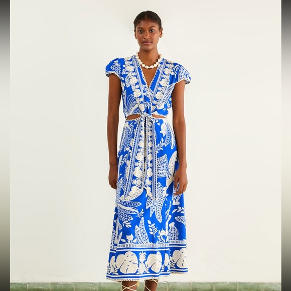 FARM Rio Dresses & Skirts - Farm Rio Blue lace banana midi dress size M